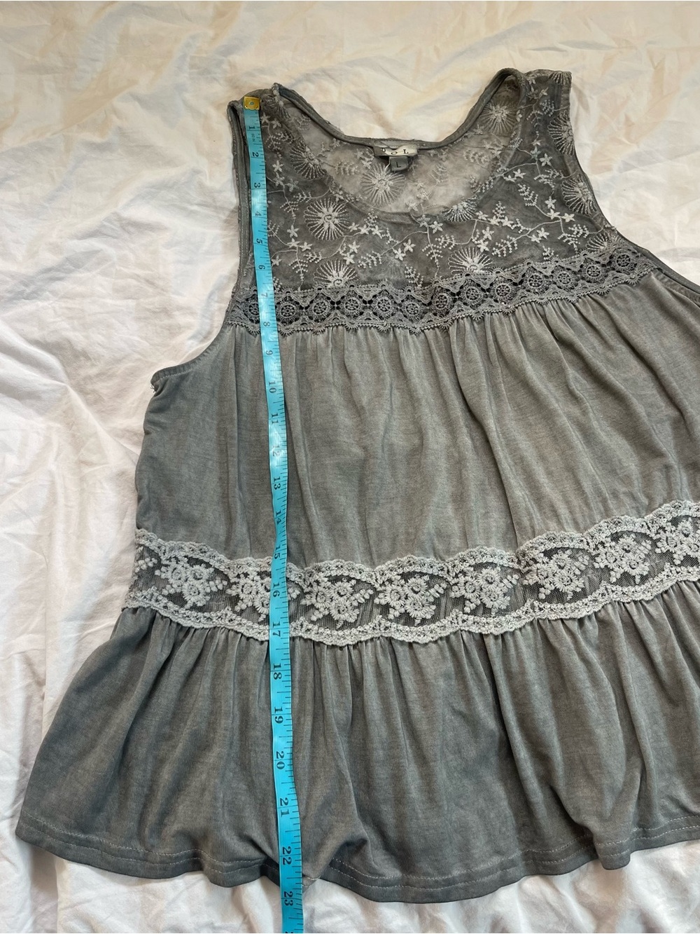 POL Lace-Trim Tank Top - Gray - Picture 4 of 6